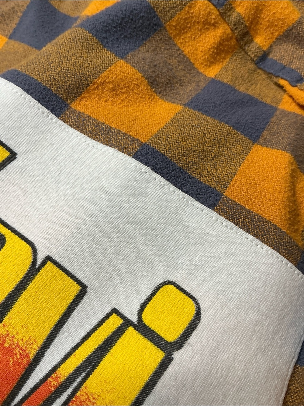 Bon Jovi Upcycled Band T Shirt Flannel Checked Top Festival Boyfriend Grunge - Picture 4 of 9